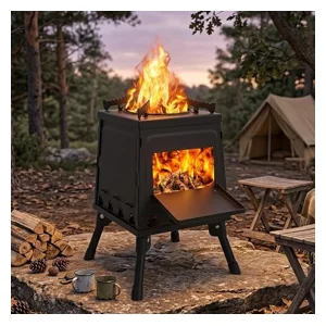 Portable Camping Wood Stove, Folding Tent Heater