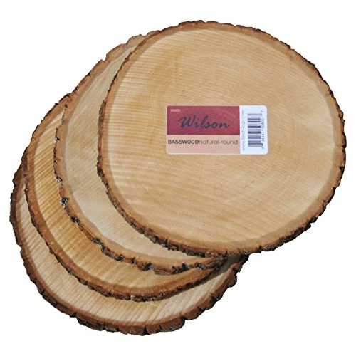 Wilson basswood round rustic wood slices set of 4