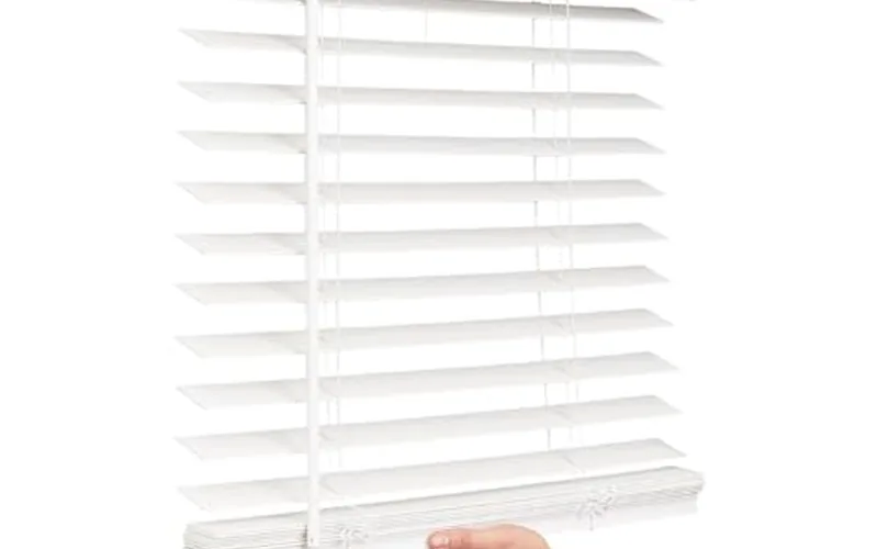 LOTUS and WINDOWARE cordless faux wood blinds in snow white LOTUS and WINDOWARE cordless faux wood blinds in snow white
