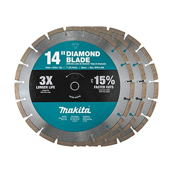 Makita B-69646 14-inch segmented diamond blade 3-pack, rated 5,400 max RPM