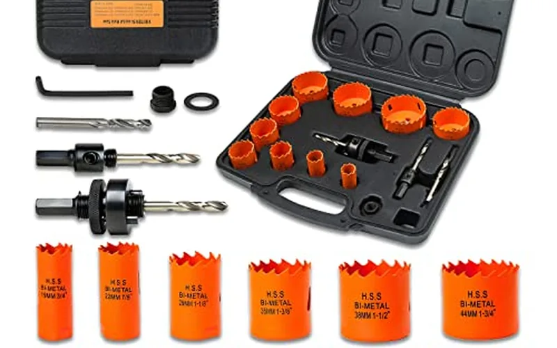 VIKITON bi-metal hole saw kit with case for metal, wood, and plastic