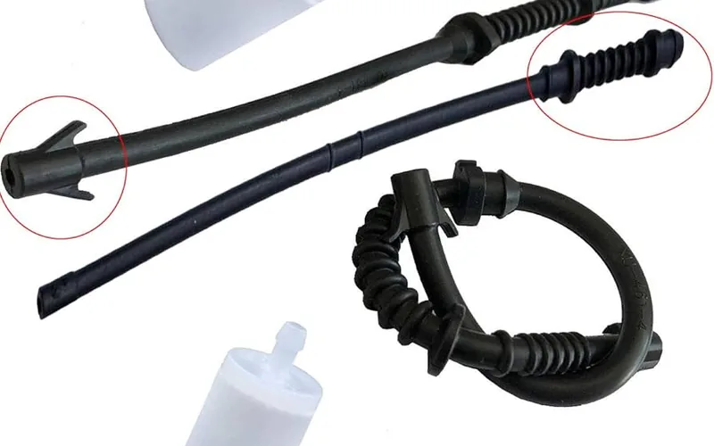 new rubber fuel line, primer bulb, and inline fuel filter parts for a small engine chainsaw new rubber fuel line, primer bulb, and inline fuel filter parts for a small engine chainsaw