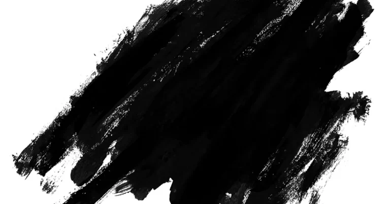 black paint brush stroke texture on white background