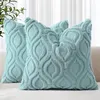 decorUhome soft plush aqua faux fur throw pillow covers