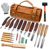 SakerNeo 25-piece wood carving kit with leather storage bag for multiple wood gift projects