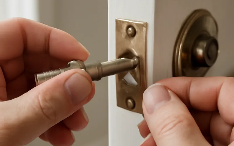 Aligning a new door knob spindle with the latch mechanism