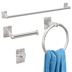 KLJKPA Brushed Nickel Bathroom Accessories Set (4-Piece)