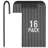 12 inch J hook rebar ground stakes 16-pack black