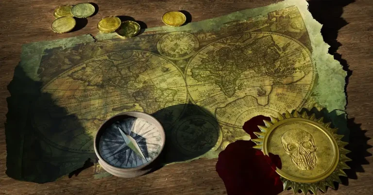old parchment treasure map with compass, evoking the sea route from Stormwind to Ratchet