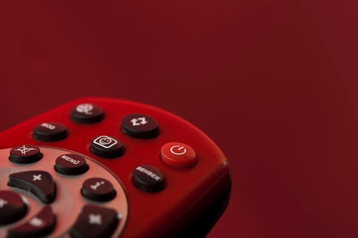 Hand holding a small remote control device