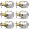 brushed nickel 6 pack round keyless passage doorknobs
