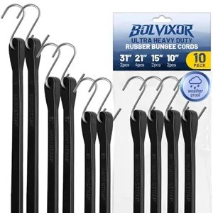 Bolvixor Bungee Cords with Hooks (10-Pack)