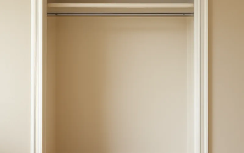 empty closet opening with bifold doors removed, ready for painting