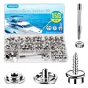 FEAOXYO 150-piece canvas snap button kit in stainless steel
