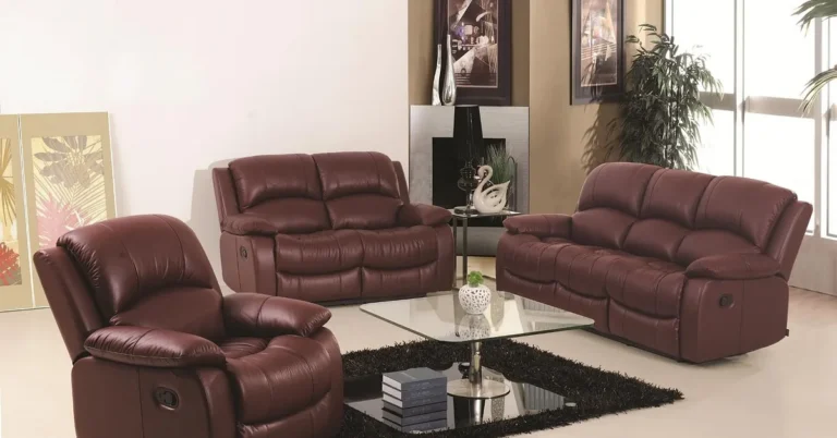 brown leather sofa set in a living room, the kind of upholstery this guide covers for removing urine odor