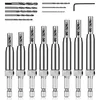 Self-centering hinge drill bit set, 17 pieces