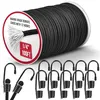 Marine grade heavy duty bungee cord roll with hooks for tarp tie downs