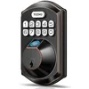 Teeho TE002 fingerprint deadbolt with keypad in bronze finish