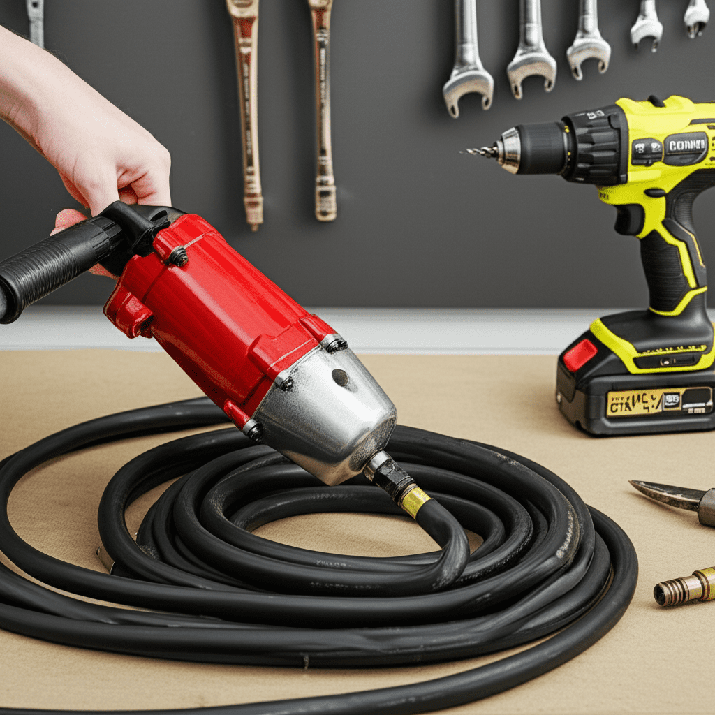Generate a high-quality, relevant image prompt for an article about: Pneumatic Vs. Electric Drills:
