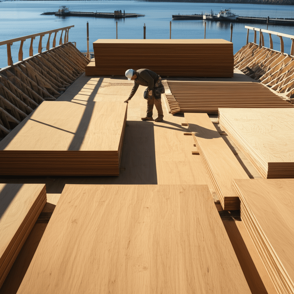 Generate a high-quality, relevant image prompt for an article about: When Builders Use Marine Plywoo
