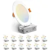 Amico 12-pack 6 inch LED recessed lighting canless wafer downlight