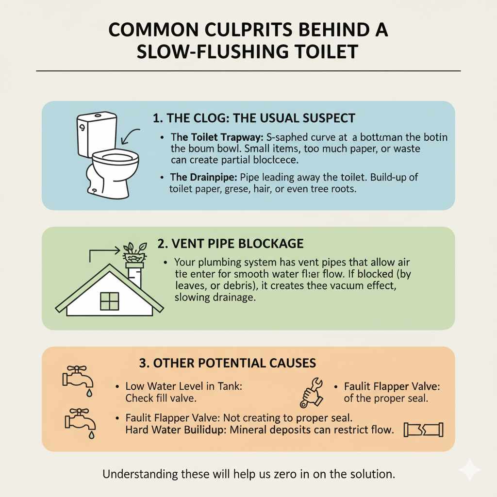 Common Culprits Behind a Slow-Flushing Toilet
