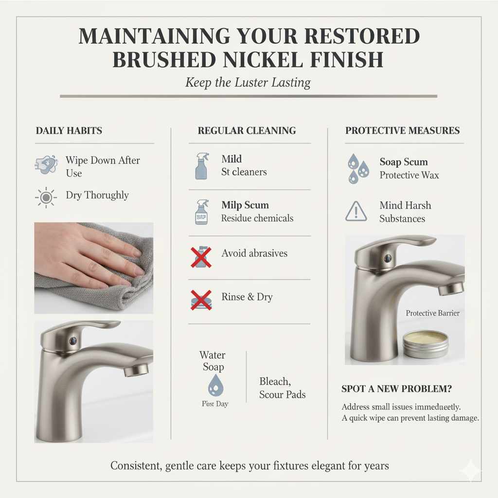 Maintaining Your Restored Brushed Nickel Finish
