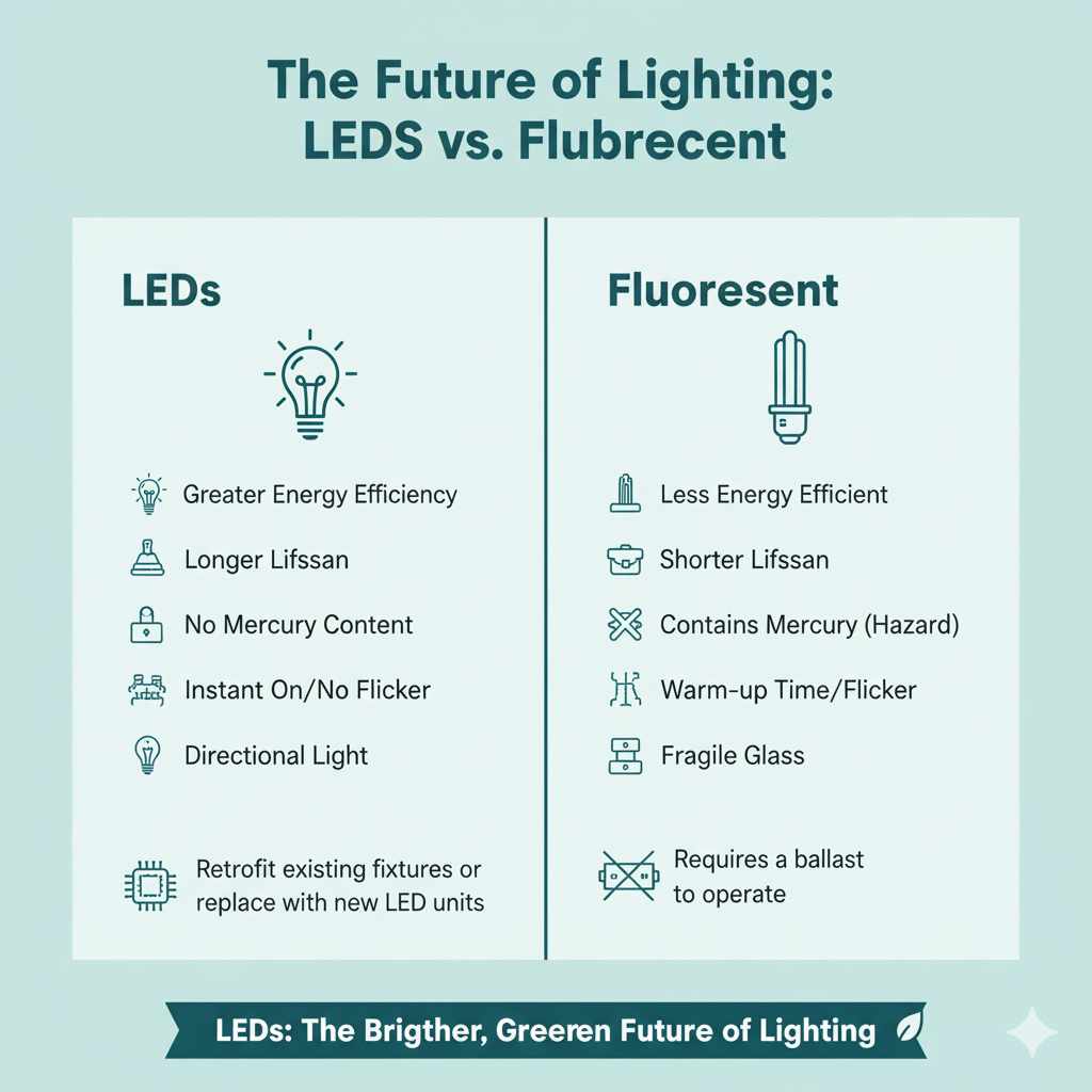 The Future of Lighting: LEDs vs. Fluorescent