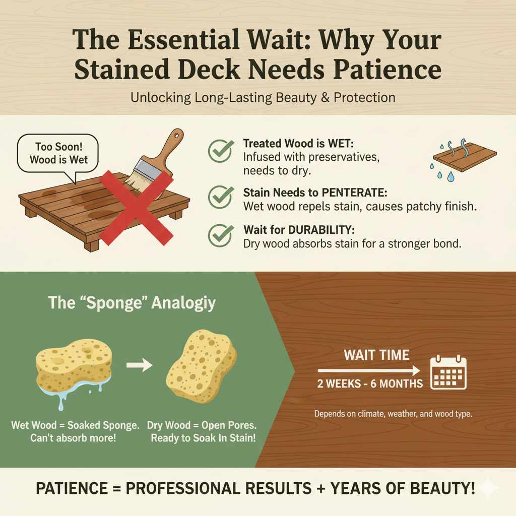 Why Waiting is Crucial for Staining Treated Lumber