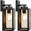 BesLowe modern black outdoor wall lantern sized for a two-car garage door
