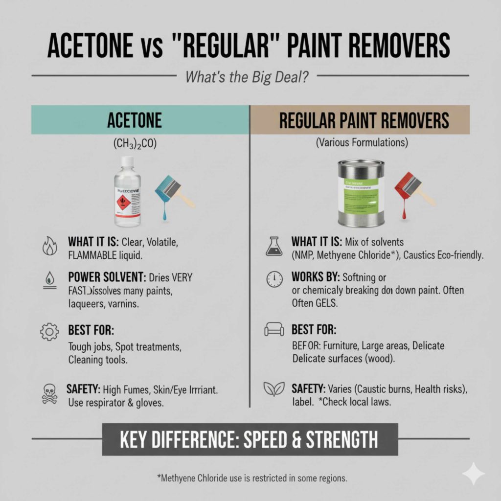 Acetone vs. "Regular" Paint Removers