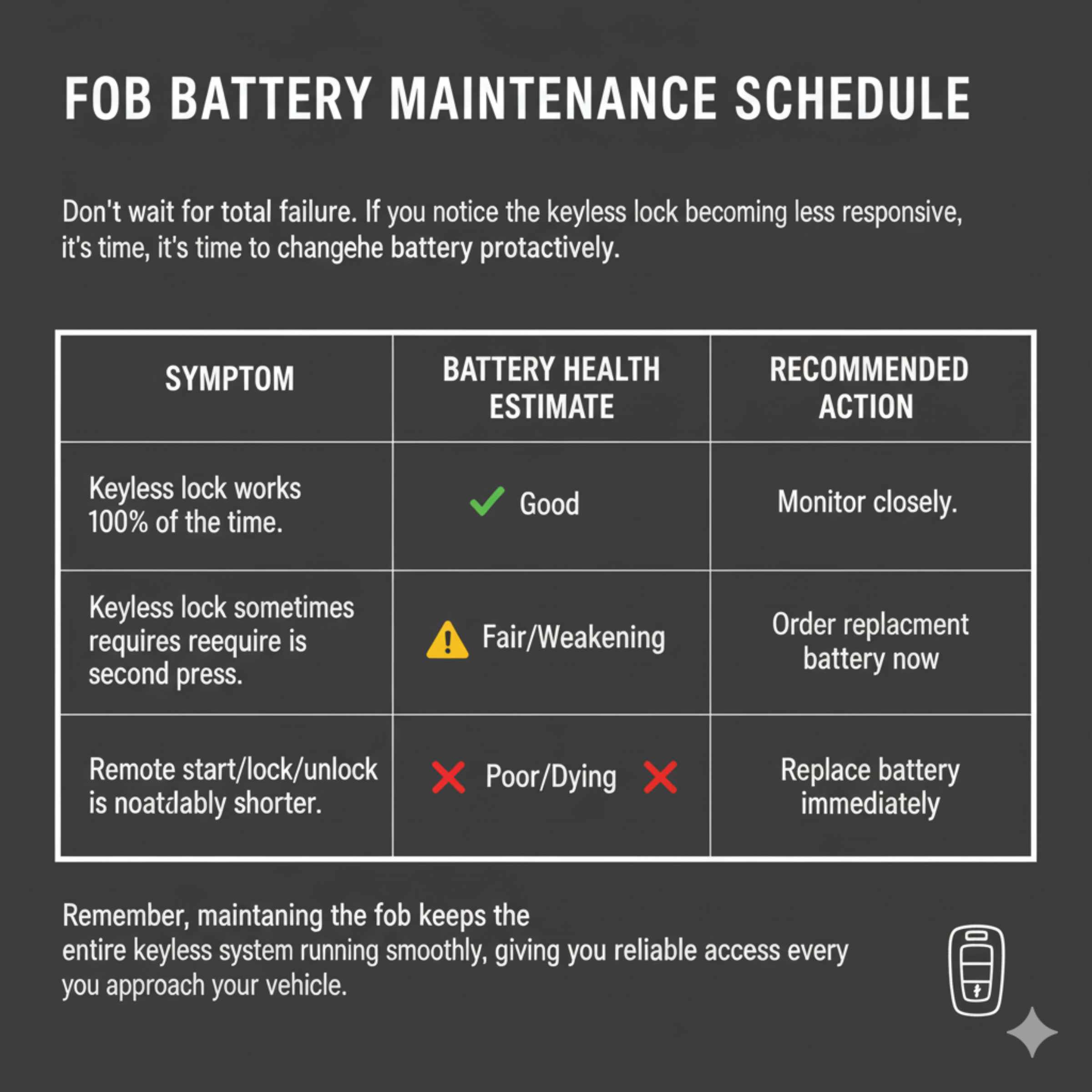 Fob Battery Maintenance Schedule
