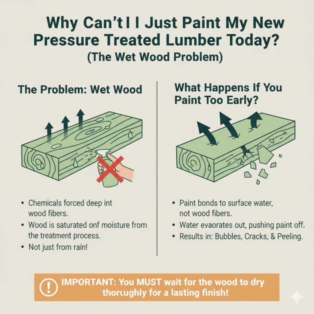 Why Can’t I Just Paint My New Pressure Treated Lumber Today?