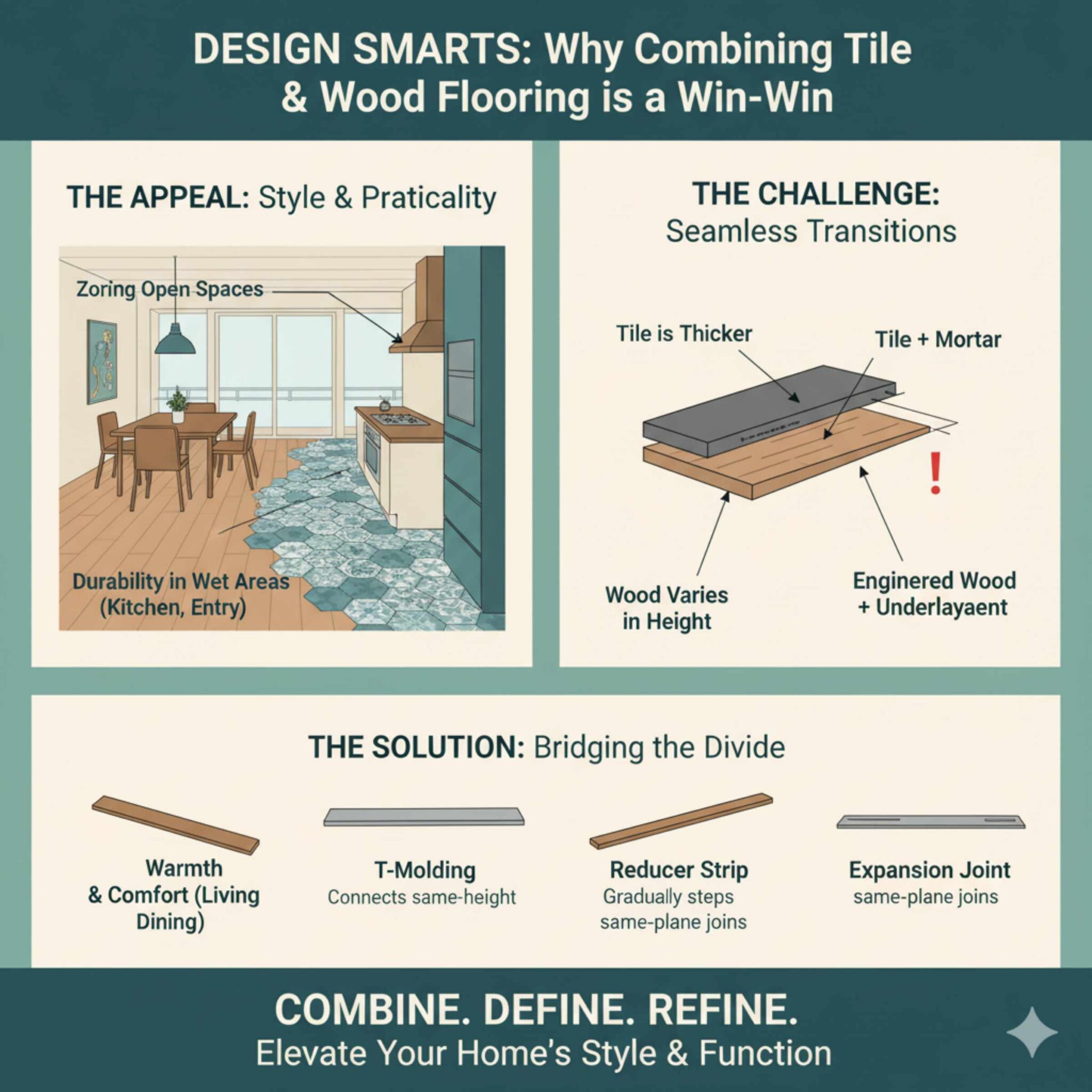 Curated visual reference: Gallery Detail: Transition Ideas How To Combine Tile And Wood Flooring Like
