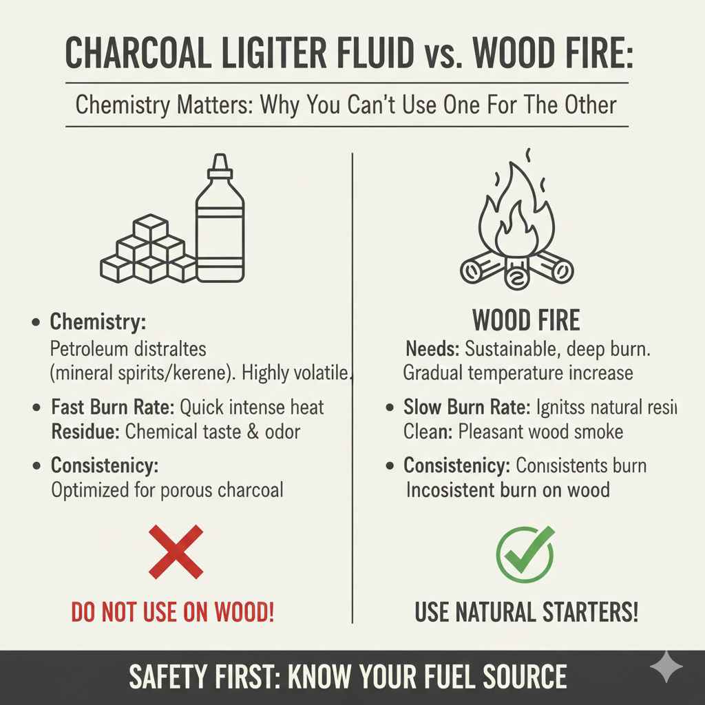 Charcoal Fluid vs. Wood Fire