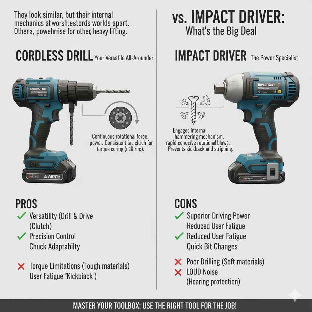 Cordless Drill vs. Impact Driver