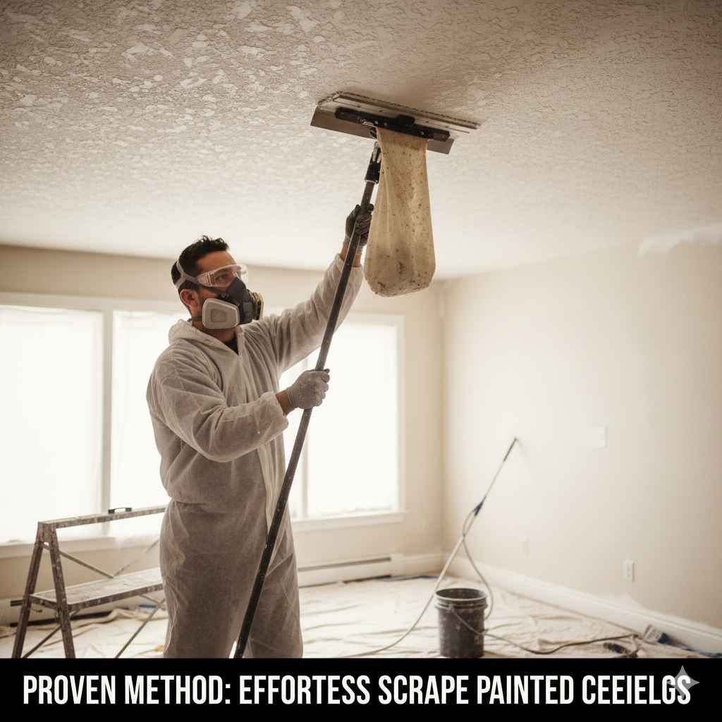 Effortless Scrape Painted Ceilings