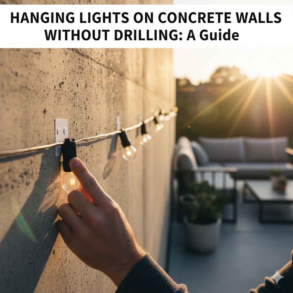 Hanging Lights on Concrete Walls Without Drilling