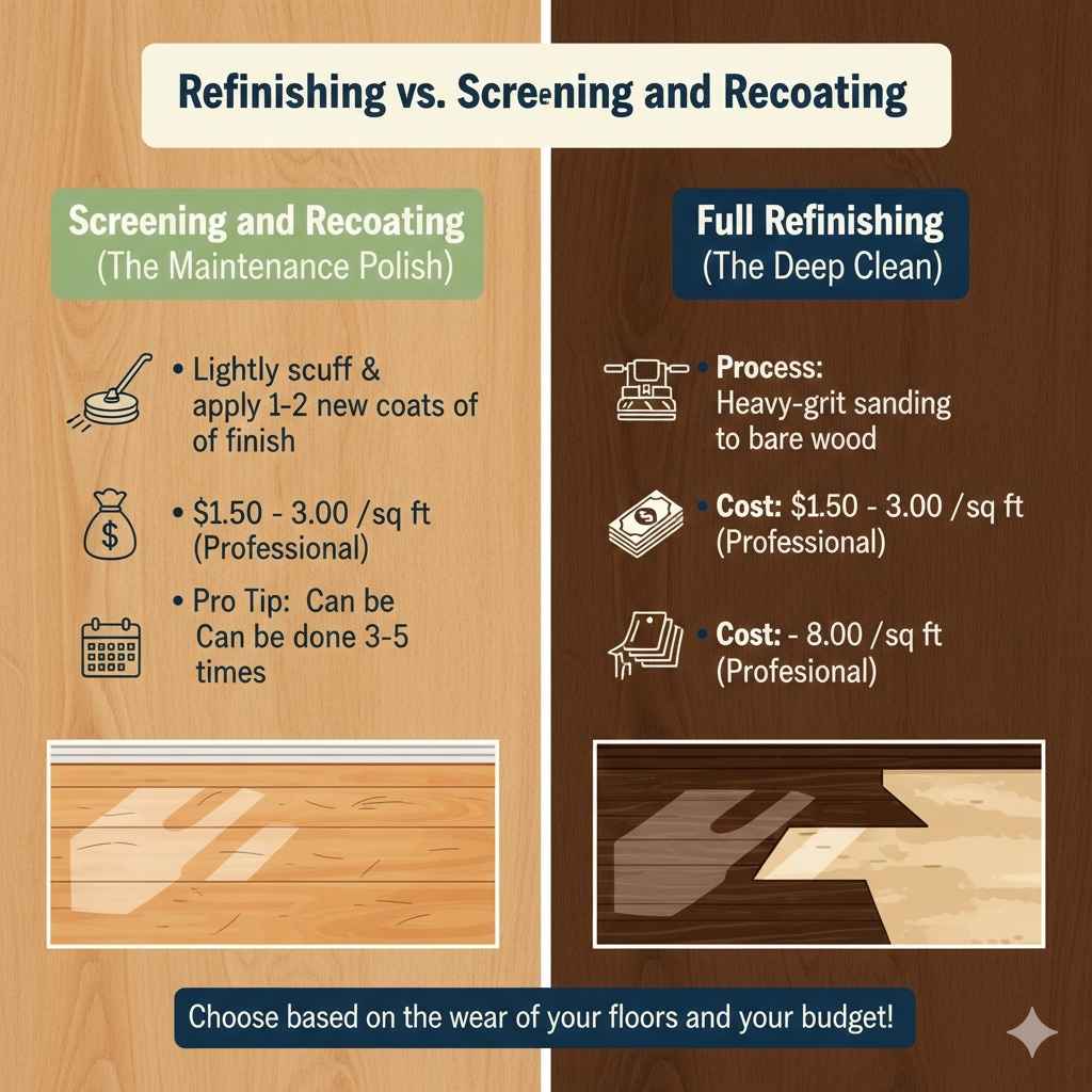 Refinishing vs. Screening and Recoating