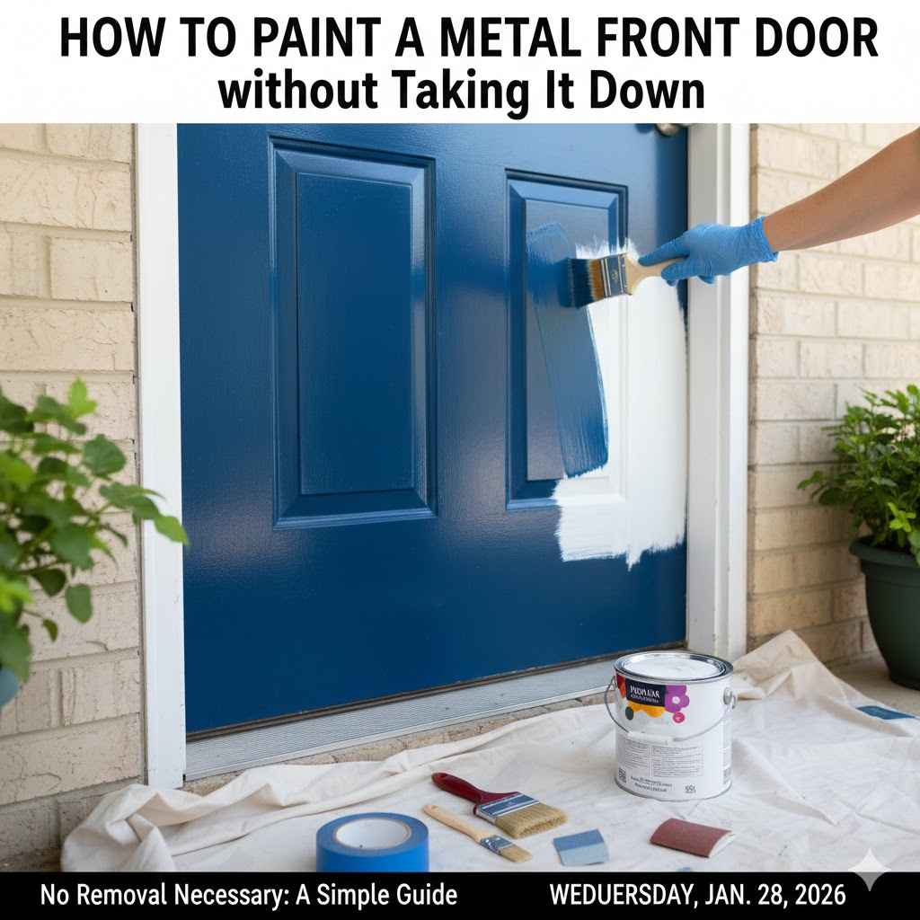 How to Paint a Metal Front Door without Taking It Down