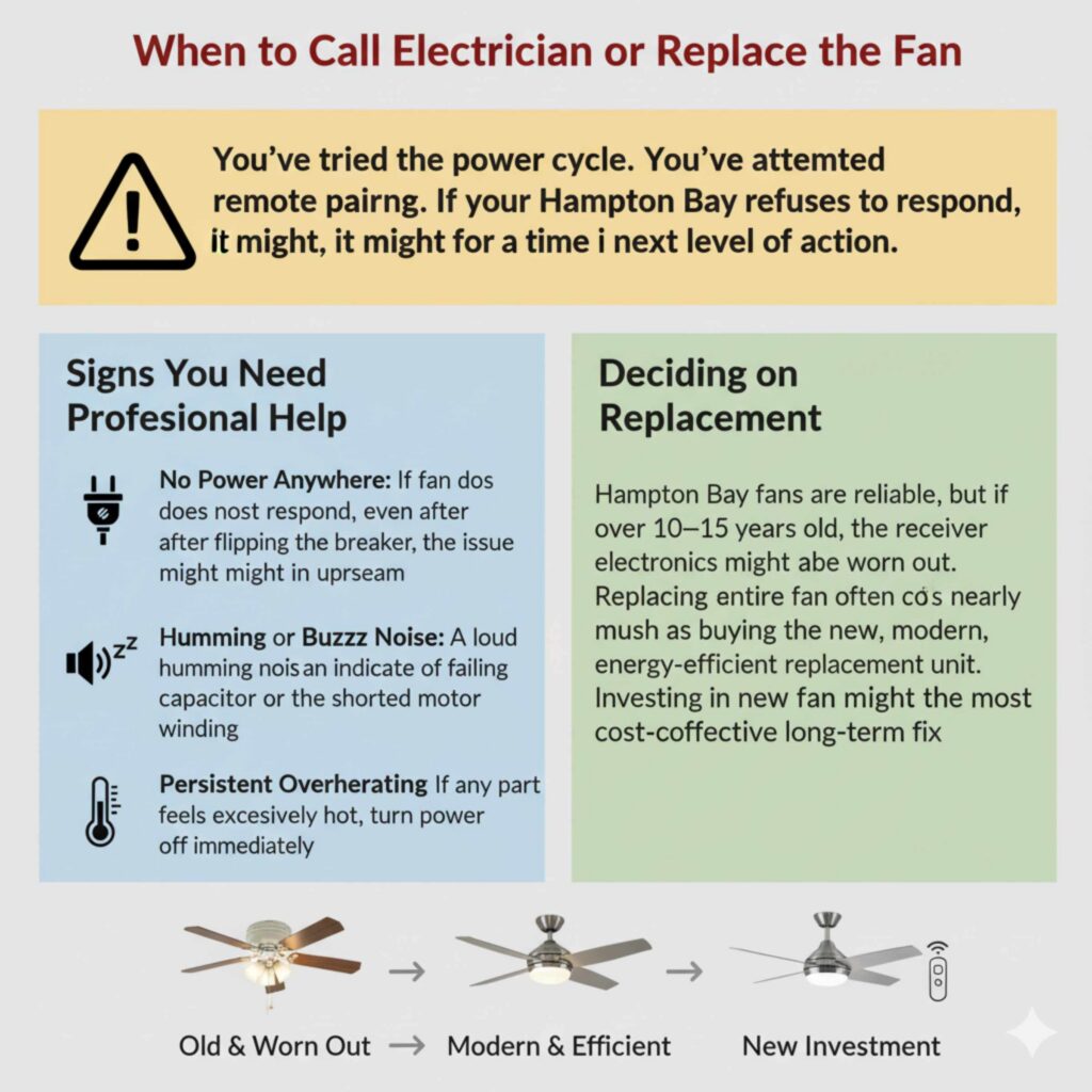 When to Call an Electrician or Replace the Fan.