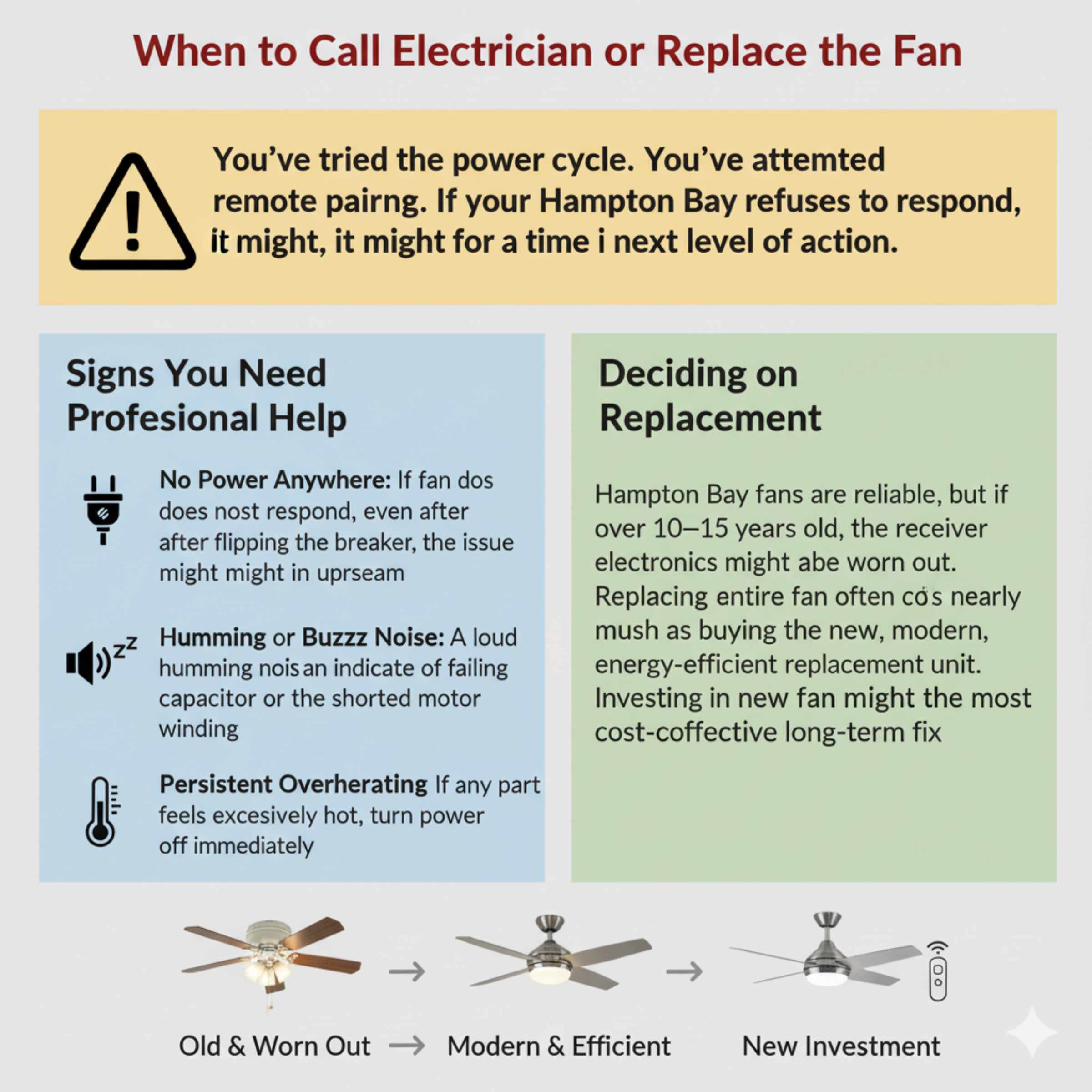 When to Call an Electrician or Replace the Fan.