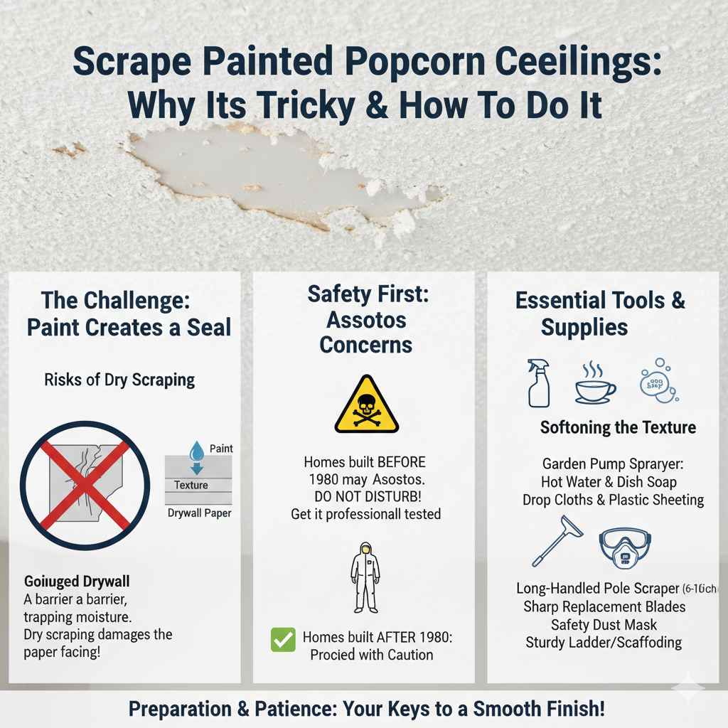 Why Removing Painted Popcorn Ceilings Requires Extra Steps