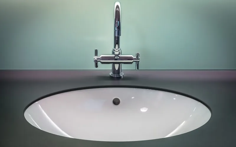 chrome bathroom faucet prone to mineral deposits from hard water