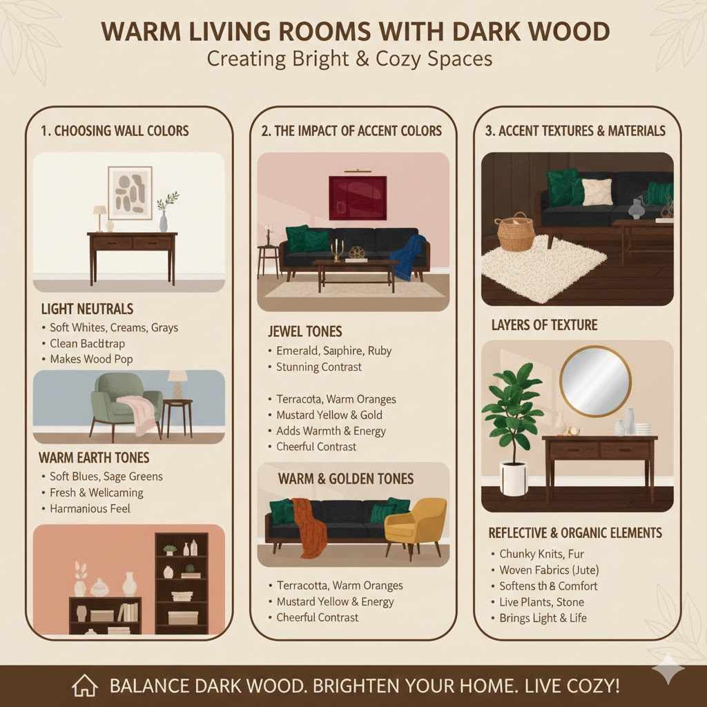 Creating Warm Living Rooms With Dark Wood Furniture

