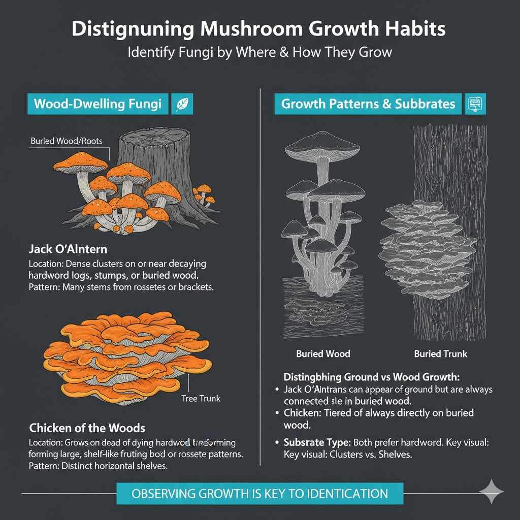 Distinguishing Mushroom Growth Habits

