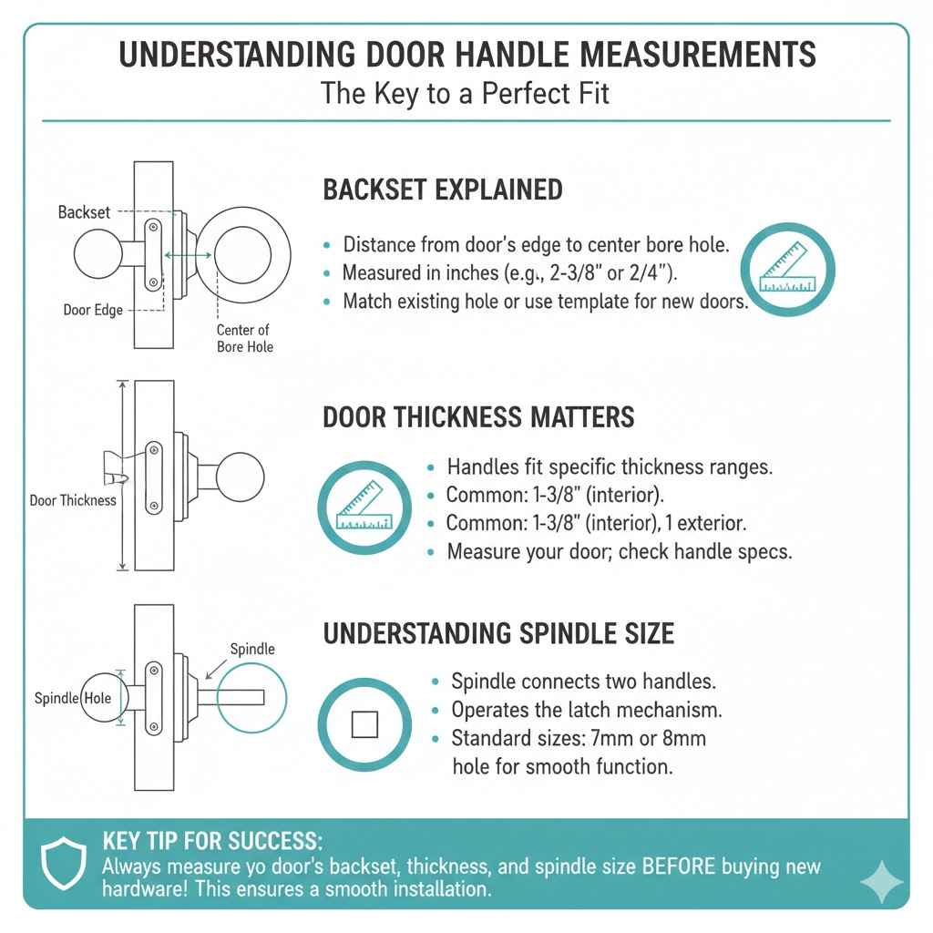 It’s a common question when you’re thinking about new doors or just a quick update: Do Door Handles Fit All Doors? Size Guide can seem tricky at first glance. Many people wonder if they need special tools or if they’ll end up with a handle that doesn’t quite line up.
Don’t worry! It’s simpler than you think. We’ll walk through exactly how to check if a door handle will work for you, making sure your next DIY project goes smoothly.
Let’s get started by looking at the main things that matter.
Understanding Door Handle Measurements
When you're picking out a new door handle, the most important thing is to know if it will fit your door properly. This isn't about fancy designs or special locks, but about the basic measurements that connect the handle to the door. Getting these right means the handle will work smoothly and look good.
We'll cover the key measurements you need to know, so you can confidently choose the right hardware for any door in your home. This part is all about the nitty-gritty details that make a big difference.
Backset Explained
The backset is the distance from the edge of the door to the center of the hole where the doorknob spindle goes. It’s usually measured in inches. Standard backsets are typically 2 3/8 inches or 2 3/4 inches.
If your door already has holes, you’ll need to measure this to buy a
Imagine you have a door with a pre-drilled hole. If you measure from the very edge of the door to the middle of that hole, that’s your backset. Most modern doors are drilled with one of the two standard sizes.
Older homes might have different sizes, but it’s less common. Knowing your backset is the first step to ensuring a good fit.
The Importance of Door Thickness
Door handles are designed to fit doors within a certain thickness range. Most standard interior doors are about 1 3/8 inches thick, while exterior doors are often thicker, around 1 3/4 inches. The handle’s mounting screws and spindle are usually long enough to accommodate these common thicknesses.
If your door is unusually thick or thin, you might need to look for specialized hardware or adjust the installation.
If you buy a handle and your door is much thinner than what it's made for, the screws might go in too far and cause problems. If your door is too thick, the screws might not reach enough to hold the handle securely. It’s always good to check the handle’s specifications to see the range of door thicknesses it supports.
Understanding Spindle Size
The spindle is the rod that passes through the door and connects the two handles. It's what you turn to operate the latch. Spindles have standard sizes, and they need to match the holes in your door.
Most interior door knobs use a 7mm or 8mm spindle. If you're replacing a knob, the new spindle should match the old one, or the pre-drilled hole in your door.
The spindle is essentially the bridge between the handle on one side of the door and the handle on the other. It's what allows you to operate the latch mechanism. If the spindle is too small for the hole, the handles might feel loose.
If it’s too big, it won’t fit through the hole at all.
Common Door Handle Types and Their Fit
There are several popular types of door handles, and each has specific fitting requirements. Understanding these differences will help you choose the right one for your needs. From simple knobs to stylish levers, knowing how they attach to the door is key to a successful installation.
We will explore the most common styles and what you need to consider for each.
Door Knobs
Door knobs are the classic choice. They are circular and typically operate by twisting. Most door knobs are designed to fit doors with a standard backset and spindle size.
When buying a new knob, you'll usually get a set that includes both knobs, a latch mechanism, and all the necessary screws and spindles.
For a standard door knob, you generally need a door that has a cross-bore (the hole drilled through the face of the door) and a separate edge bore (the hole drilled into the edge of the door for the latch). The backset measurement is critical here. If your door doesn't have these holes, you may need to drill them, which requires a specific type of drill bit called a spade bit or a hole saw.
Door Levers
Door levers are a more modern and accessible option. They are easier to operate, especially for children or people with mobility issues, as they can be pushed down with an arm or elbow. Like knobs, levers are designed for standard door preparations.
You will still need to consider the backset and door thickness.
Lever handles often come with a more substantial mounting plate or rose, which can sometimes cover a larger area of the door. This can be beneficial if you are replacing an old handle and want to cover any existing marks or holes. The spindle mechanism for levers is the same as for knobs, ensuring they connect to the latch.
Mortise Locks
Mortise locks are a more robust and often more secure type of lock system. Instead of a simple latch, they have a box-like mechanism that fits inside a pocket cut into the edge of the door. The handles or levers then connect to this mortise lock case.
Installing a mortise lock is more involved than a standard knob or lever set. It requires a larger cutout in the door's edge to accommodate the lock case. The dimensions of this case and the placement of the handles relative to it are specific.
If you are retrofitting a mortise lock, you will likely need to do significant carpentry work on the door. However, if a door is already prepared for a mortise lock, you simply need to ensure the new handle set matches the lock case's specifications.
Smart Locks
Smart locks offer convenience and advanced security features like keyless entry, remote access, and integration with home automation systems. Most smart locks are designed to replace standard deadbolts and knobs or levers. The key measurement here is often the backset and the existing door bore sizes.
Many smart lock manufacturers provide templates to help you measure your door and ensure compatibility. They are typically designed to fit doors with standard preparations for deadbolts and doorknobs. Some smart locks are full handle replacements, while others only replace the deadbolt.
Always check the product specifications for compatible door thickness and hole sizes.
Measuring Your Door for Compatibility
To answer the question, "Do Door Handles Fit All Doors? Size Guide is essential," you need to know how to measure your existing door. This is not complicated, and with a few simple tools, you can get all the necessary information.
We’ll guide you through taking precise measurements to ensure you purchase a handle that will work perfectly.
How to Measure the Backset
Measuring the backset is straightforward. You’ll need a tape measure.
Open the door.
Locate the latch plate on the edge of the door. This is the metal piece that goes into the door frame.
Remove the screws holding the latch plate in place.
Pull the latch mechanism out from the edge of the door.
Measure from the edge of the door to the center of the hole that the spindle passes through. This is your backset.
If you cannot easily remove the latch mechanism, you can also measure from the edge of the door to the center of the cross-bore hole on the face of the door. This will give you the same measurement. The most common backsets are 2 3/8 inches and 2 3/4 inches.
Measuring Door Thickness
Door thickness is also an easy measurement to take.
Place your tape measure against the edge of the door.
Read the measurement where the door stops.
Standard interior doors are usually 1 3/8 inches thick. Exterior doors are commonly 1 3/4 inches thick. Most door handles are made to fit this range.
If your door is significantly thicker or thinner, you might need to look for specialized hardware or consider if the existing mechanism can be adapted.
Checking Existing Hole Sizes
The holes in your door are already there, so you just need to confirm their sizes.
Cross-Bore Diameter: This is the larger hole on the face of the door. You can measure its diameter. Standard cross-bores are often 2 1/8 inches in diameter.
Edge Bore Diameter: This is the smaller hole on the edge of the door where the latch mechanism fits. This is usually 1 inch in diameter.
Spindle Size: If you can see the spindle, measure its diameter. Most are 7mm or 8mm square rods.
If you are replacing an existing handle, compare these measurements to the specifications of the new handle. If you are installing a new handle on a door that doesn't have holes, you will need to drill them to the correct sizes.
Do Door Handles Fit All Doors? Answering the Question
To directly answer: No, door handles do not fit all doors without consideration. While many handles are designed for standard door sizes and preparations, there are variations. The key to a successful fit lies in matching the handle's specifications to your door's measurements.
This is where the "Do Door Handles Fit All Doors? Size Guide" becomes your best friend.
The primary factors are the backset, door thickness, and the diameter of the holes already in the door. If your door has non-standard dimensions or pre-existing holes that don't match common hardware, you might need to get creative. This could involve drilling new holes, using adapter plates, or seeking out specialized hardware.
When Handles Might Not Fit
Several situations can lead to a door handle not fitting.
Non-Standard Backset: If your door has a backset of, say, 3 inches, you’ll need to find a handle specifically made for that larger backset. Standard handles won't reach or align correctly.
Unusual Door Thickness: Very old doors or custom-made doors can be thicker or thinner than the 1 3/8-inch or 1 3/4-inch standard. A handle designed for standard thickness might not be able to secure properly.
Incorrect Hole Sizes: If the holes drilled in your door for the spindle and latch are too small or too large for the new hardware, the handle won't install correctly.
Different Lock Types: Trying to fit a standard knob onto a door prepared for a mortise lock, or vice-versa, will obviously not work without significant modification.
For example, if you have a solid wood door that is 2 1/4 inches thick, most standard handles won't be long enough to connect securely. You would need to find handles that offer longer spindles and mounting screws, or consider using a surface-mounted lock instead of a through-door mechanism.
Adapting Doors for New Handles
If your door doesn't have the correct measurements for the handle you want, don't despair. Many doors can be adapted.
Drilling New Holes: For doors without any pre-drilled holes, you can install new hardware. This requires measuring and drilling the cross-bore, edge bore, and possibly a hole for a deadbolt. Using a template that comes with the hardware is highly recommended.
Using Adapters: Some manufacturers offer adapter plates that can cover larger existing holes or bridge gaps if the new hardware is slightly different in size from the old.
Modifying Latch Mechanisms: If the backset is only slightly off, some latch mechanisms are adjustable. You can often find latches that can be set to either 2 3/8 inches or 2 3/4 inches.
Let's say you find a beautiful lever handle, but your door only has a hole for a small knob with a 2-inch backset. You would first need to fill the old holes and then carefully measure and drill new ones for the new lever handle, ensuring the backset and spindle hole are correctly positioned. This often involves using wood filler, a drill with appropriate bits, and a steady hand.
When to Call a Professional
While many door handle installations are DIY-friendly, there are times when it's best to call a professional. If you are unsure about measuring, drilling into your doors, or working with complex locking mechanisms like mortise locks, a locksmith or carpenter can save you time and prevent costly mistakes. They have the specialized tools and experience to ensure a perfect fit and secure installation.
For instance, if you are dealing with an antique door made of very hard wood, or a door with intricate decorative elements, drilling might risk damaging it. A professional can assess the situation and advise on the best course of action. They can also ensure that the new hardware is installed to meet security standards, especially for exterior doors.
Examples and Scenarios
To make this more practical, let's look at a few real-life situations where understanding the Do Door Handles Fit All Doors? Size Guide is crucial. These examples show how common measurement issues can be solved with a little knowledge.
Scenario 1: Replacing an Old Doorknob
You have an old house and want to
Scenario 2: A New Interior Door
You've installed a brand-new interior door. It came pre-drilled for a standard knob. You want to install a lever handle instead.
You check the lever handle's specifications and find it requires a 2 3/4-inch backset. The pre-drilled holes in your door are for a 2 3/8-inch backset. In this case, the existing holes won't work.
You will need to either fill the existing holes and drill new ones for the 2 3/4-inch backset, or find a lever handle that offers an adjustable backset or is specifically designed for a 2 3/8-inch backset.
Scenario 3: An Exterior Security Upgrade
You want to upgrade your exterior door with a smart lock. The smart lock requires a 2 3/4-inch backset and is designed for a standard 2 1/8-inch cross-bore. Your door currently has an old, simple deadbolt with a 2 3/8-inch backset.
You measure the existing hole and find it's a standard 2 1/8-inch cross-bore, but the latch mechanism is set to 2 3/8 inches. You can either adjust the existing latch to 2 3/4 inches if it's adjustable, or you might need to purchase a new latch mechanism that supports the required backset, ensuring the cross-bore size is compatible.
Case Study: The "Mystery" Door Thickness
A homeowner was renovating a historic cottage and found a beautiful antique door. They wanted to put a modern privacy knob on it. Standard knobs are for doors up to 1 3/4 inches thick.
When they measured the antique door, it was a surprising 2 1/4 inches thick. Most hardware stores only carried standard-sized screws and spindles. The solution involved ordering a "heavy-duty" or "extended spindle" kit specifically designed for thicker doors.
This kit came with longer connecting rods and screws that could reach through the substantial door, ensuring a secure fit for the new knob. This shows that even for unusual door sizes, there are often specific solutions available.
Statistics on Door Hardware Compatibility
According to industry reports, approximately 85% of new residential doors manufactured in North America are pre-drilled with standard bore hole sizes and backsets (2 1/8-inch cross-bore and 2 3/8-inch or 2 3/4-inch backset). This high standardization is why many homeowners can easily swap out hardware. However, about 10% of older homes may have non-standard measurements, and another 5% might be custom doors with unique requirements.
This means while standard sizes cover most cases, being prepared to measure is always wise.
Frequently Asked Questions
Question: Can I put any door handle on any door?
Answer: No, you cannot put any door handle on any door without checking measurements. While many handles are made for standard door sizes, you need to match the handle's backset, door thickness compatibility, and hole sizes to your specific door for a proper fit.
Question: What is the most important measurement for a door handle?
Answer: The most important measurement is the backset, which is the distance from the edge of the door to the center of the hole where the spindle passes through. Standard backsets are 2 3/8 inches and 2 3/4 inches, and your new handle must match your door's backset.
Question: How do I know if a new handle will fit my door's thickness?
Answer: Most door handles are designed to fit standard interior doors (about 1 3/8 inches thick) and exterior doors (about 1 3/4 inches thick). Check the product specifications for the range of door thicknesses the handle supports. If your door is significantly different, you may need specialized hardware.
Question: What if the holes in my door don't match the new handle?
Answer: If the holes don't match, you might be able to drill new holes after filling the old ones. Some adjustable latches can also accommodate slight variations. For significant differences, consider adapter plates or specialized hardware, or call a professional.
Question: Are all door spindles the same size?
Answer: No, door spindles are not all the same size. While standard interior knobs and levers commonly use 7mm or 8mm square spindles, you need to ensure the spindle size of your new hardware matches the pre-drilled hole in your door or the existing spindle size if you are reusing the mechanism.
Conclusion
So, do door handles fit all doors? Not exactly, but the "Do Door Handles Fit All Doors? Size Guide" makes it easy.
By measuring your door's backset, thickness, and existing holes, you can confidently select hardware that will work perfectly. Most doors have standard preparations, but knowing how to measure ensures you avoid common issues.