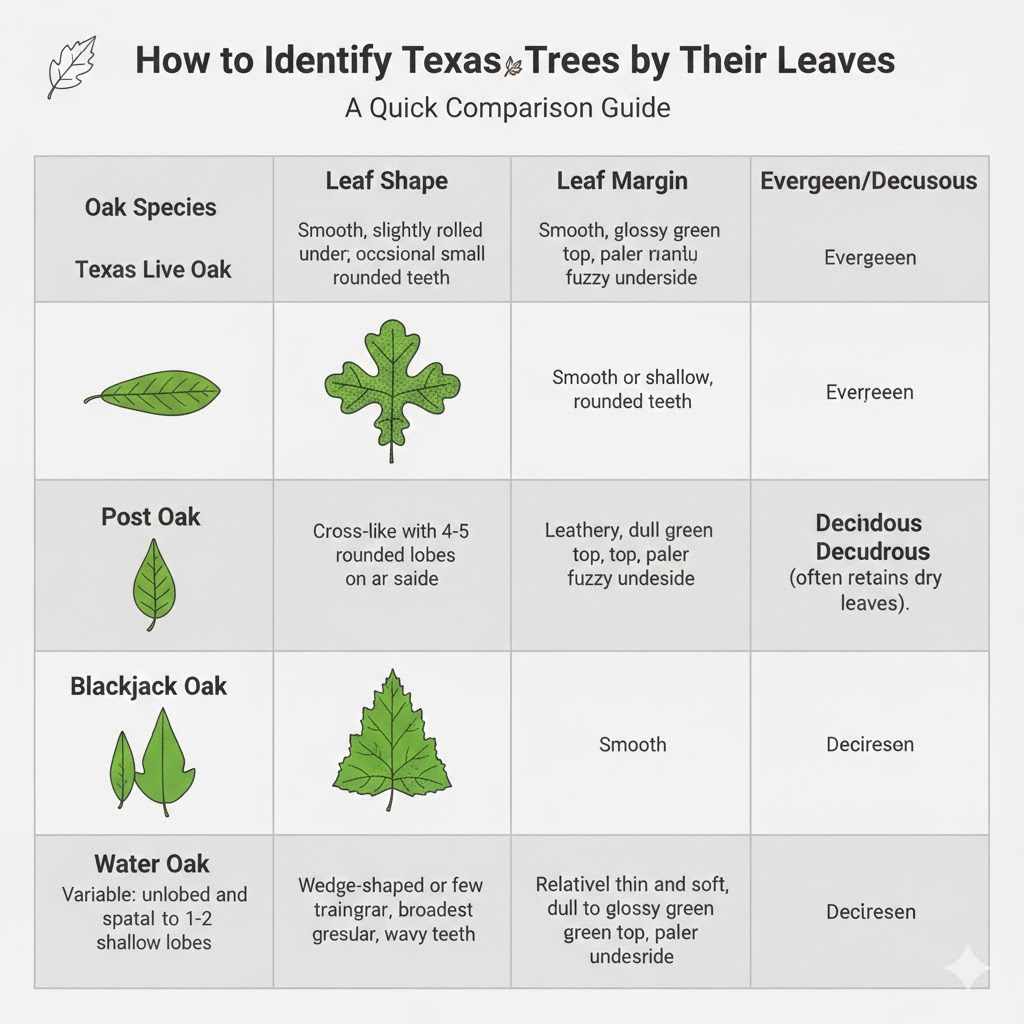 How to Identify Texas Oak Trees by Their Leaves