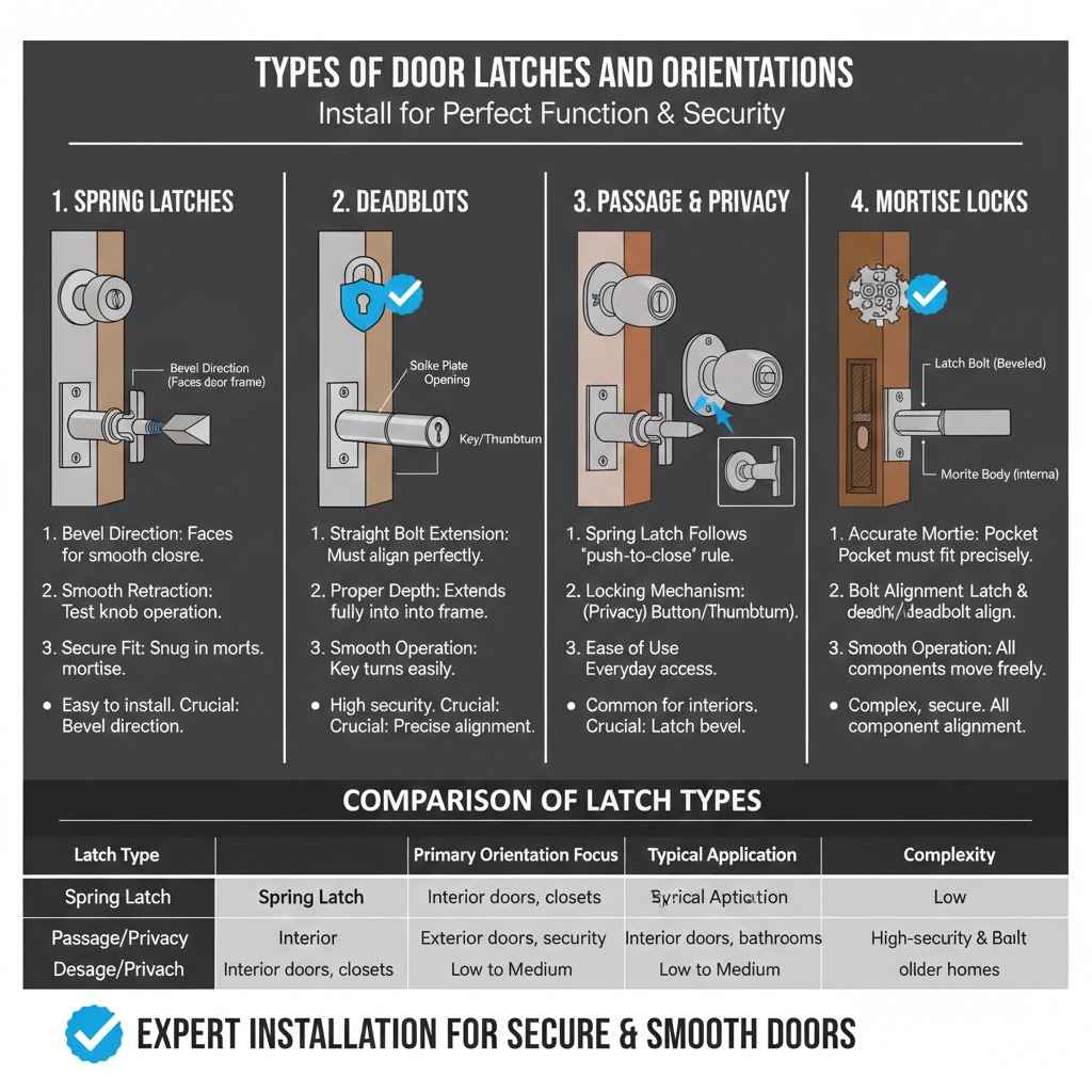 Types of Door Latches and Their Orientations