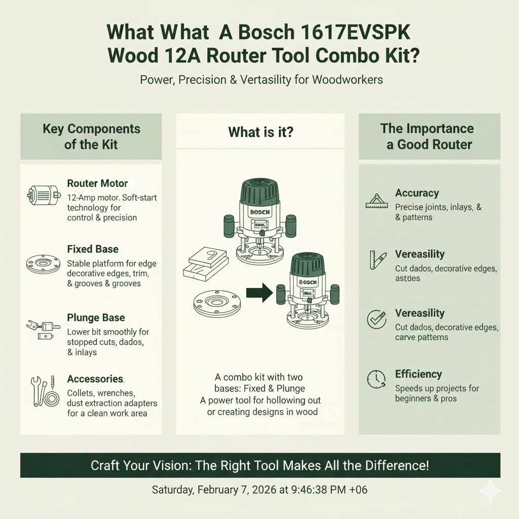 What Is the Bosch 1617EVSPK Wood 12A Router Tool Combo Kit